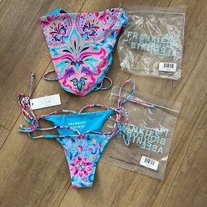 Frankie’s Bikinis scarf halo large top and small bottom brand new